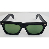 VINTAGE *NEW* 1970's Glam Unisex Sunglasses Black Frame with Green Lens