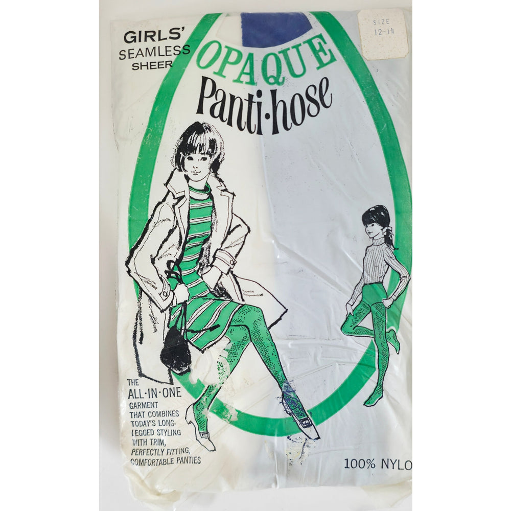 VINTAGE *NEW* 1960's Girls Opaque  Pant Hose Blue Size 12-14  Set of 3 USA