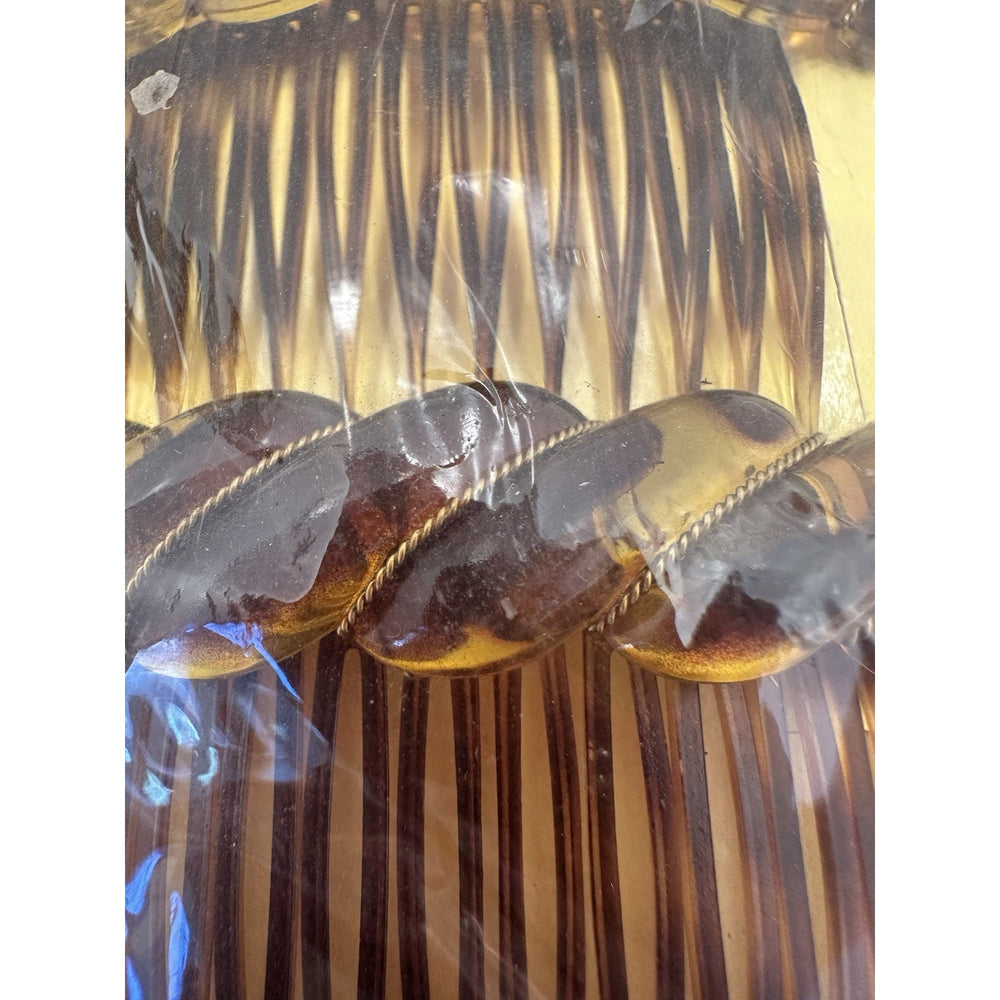 VINTAGE *NEW* 1975 Goody Kant-Slip Fashion Combs Twisted Tortoise Set of 2