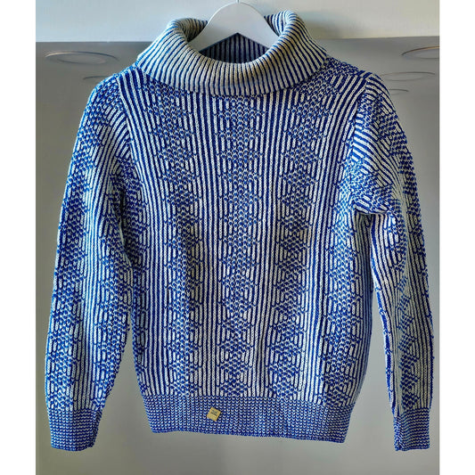 VINTAGE *NEW* 1960's Jody Lynn Women's Blue and White Collared Sweater Size L (36)