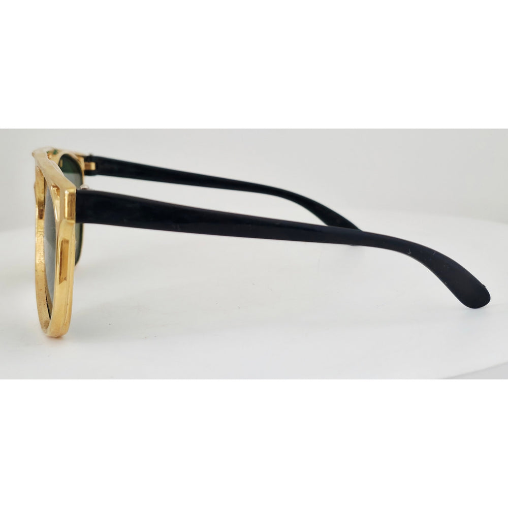 VINTAGE *NEW* 1970's Glam Unisex Gold Frame with Green Lens Sunglasses