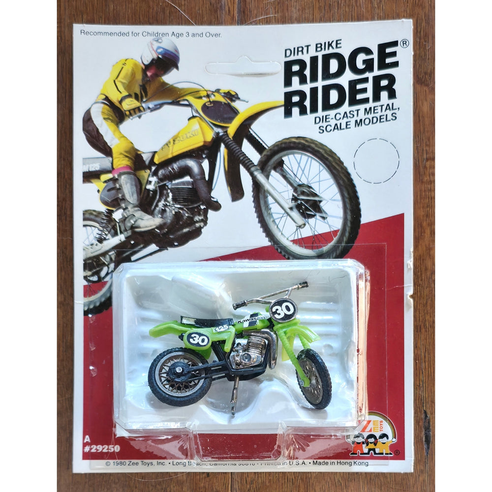 VINTAGE *NEW* 1981 Rough Rider Green Kawasaki KX 125 Metal Scale Die Cast Toy Motorcycle