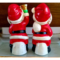VINTAGE *NEW* 1960's Commadore Happy Time Set of 2 Red Christmas Santa Figurines