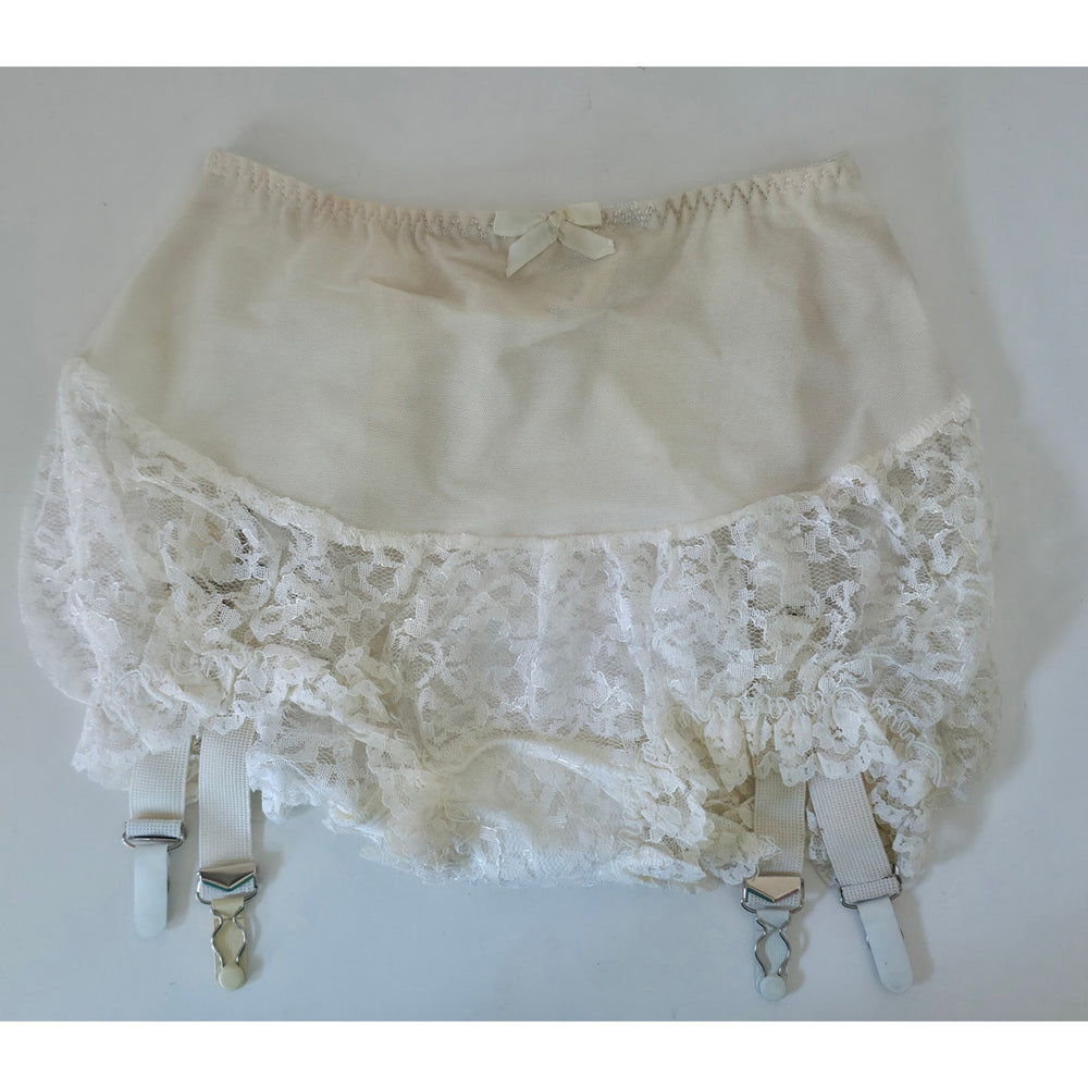 VINTAGE *NEW* 1960's Women's White with Lace Girdle Garter Size L USA