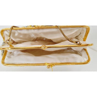 VINTAGE *NEW* 1960's Hand-Made Fancy Beaded Purse Yellow with Gold Strap