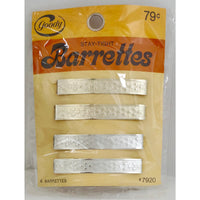 VINTAGE *NEW* 1975 Goody #7920 Silver & Gold Stay-Tight Barrettes Set of 4 USA
