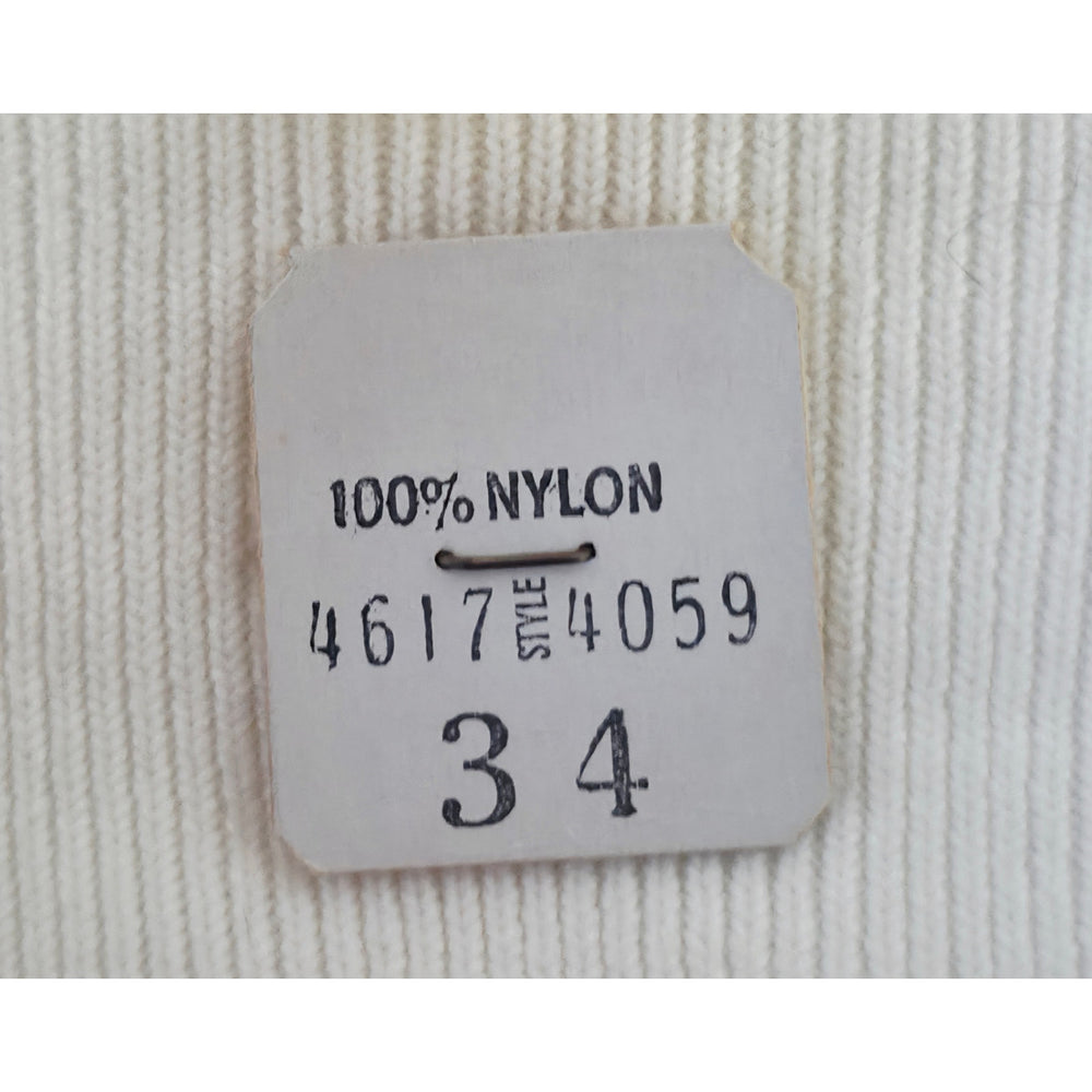 VINTAGE *NEW*1960's White Women's Thin  Sweater w/Collar 100% Nylon Size 34