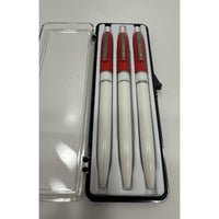 VINTAGE *NEW* Set of 3 Kwik Klik Ballpoint Pens in Case Red/White USA