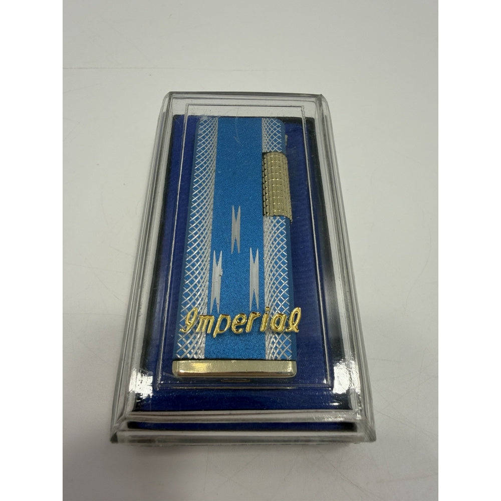 VINTAGE *NEW* 1950's Imperial Blue with Silver Design Super Lighter