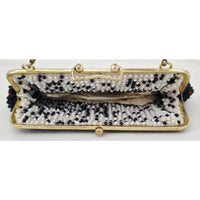 VINTAGE *NEW* 1960's Safco Black and Red Fancy Beaded Purse with Strap