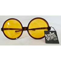 VINTAGE *NEW* 1970's Foster Grant Round Oversize Brown Frame Sunglasses