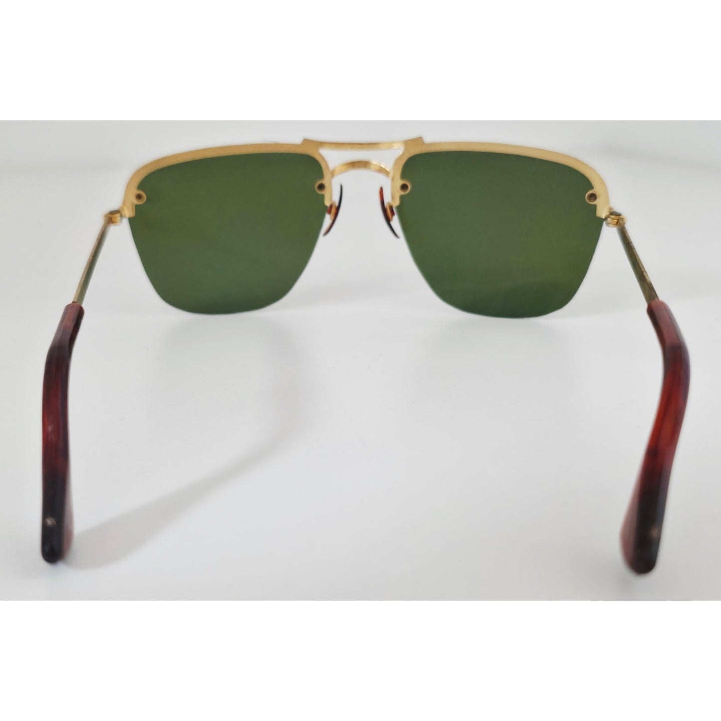 VINTAGE *NEW* 1970's Green Lens with Gold/Tortoise Brown Arm Sunglasses