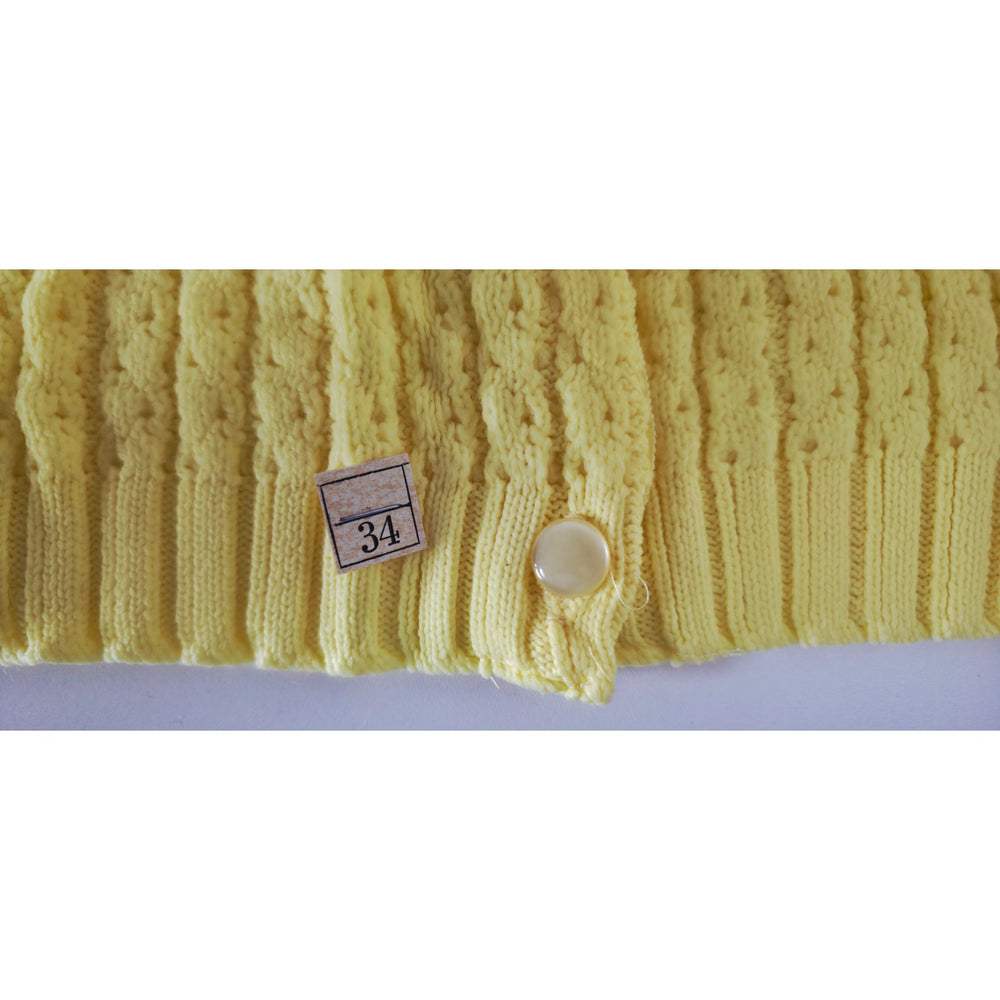 VINTAGE *NEW* 1960's Ban-Lon Women's Bright Yellow Collared Sweater Size 34 USA