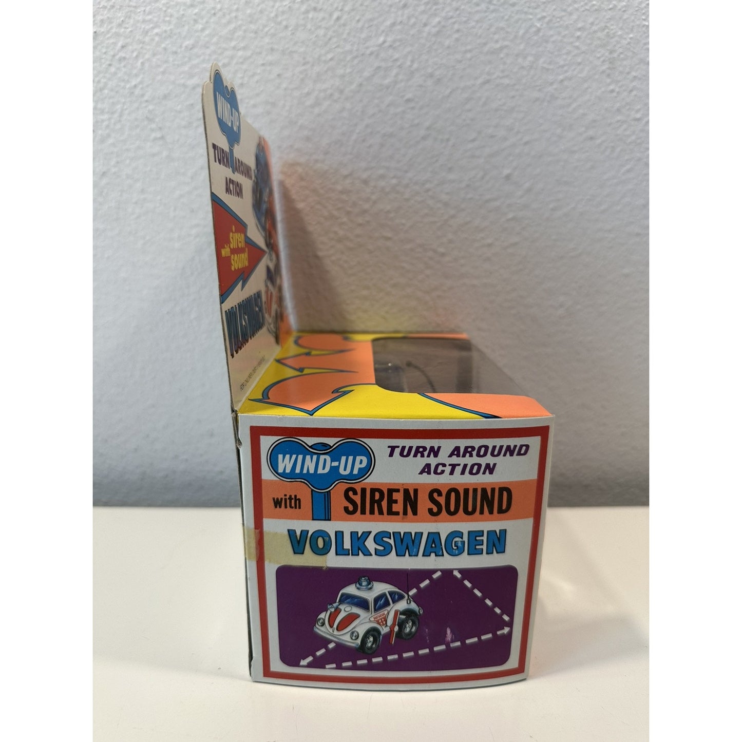 VINTAGE *NEW* 1970's Wind-Up Volkswagen Fire Bug with Siren Sound Turn Around Action