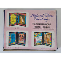 VINTAGE *NEW* 1960's Stained Glass Rememberance Folding Picture Frame C