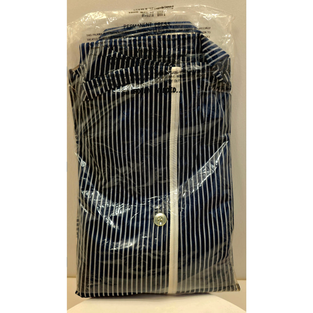 VINTAGE *NEW* 1970's Men's Sleepwear Long Sleeve/Pants Blue Stripped w/Collar M