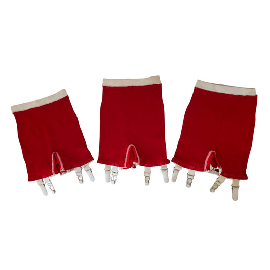 VINTAGE *NEW* 1950's Ban-Lon Women's Red & White Girdle w/Garter Size M Lot of 3