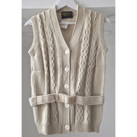 VINTAGE *NEW* 1970's Beige Women's Sweater Vest with Belt 100% Acrylic Size 40