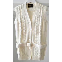 VINTAGE *NEW* 1970's Cream Women's Sweater Vest with Belt 100% Acrylic Size 36