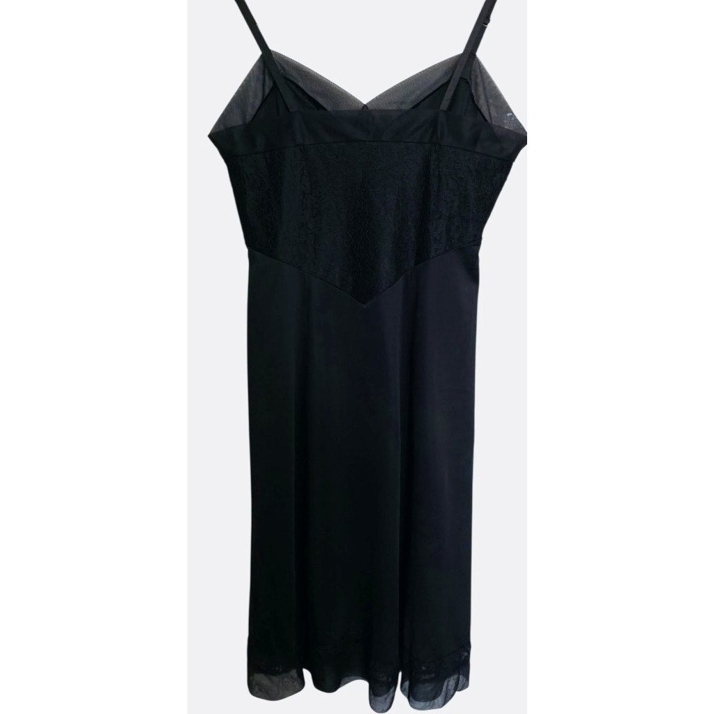 VINTAGE *NEW* 1960's Van Raalte Women's Black with Lace Trim Slip Dress Size 38