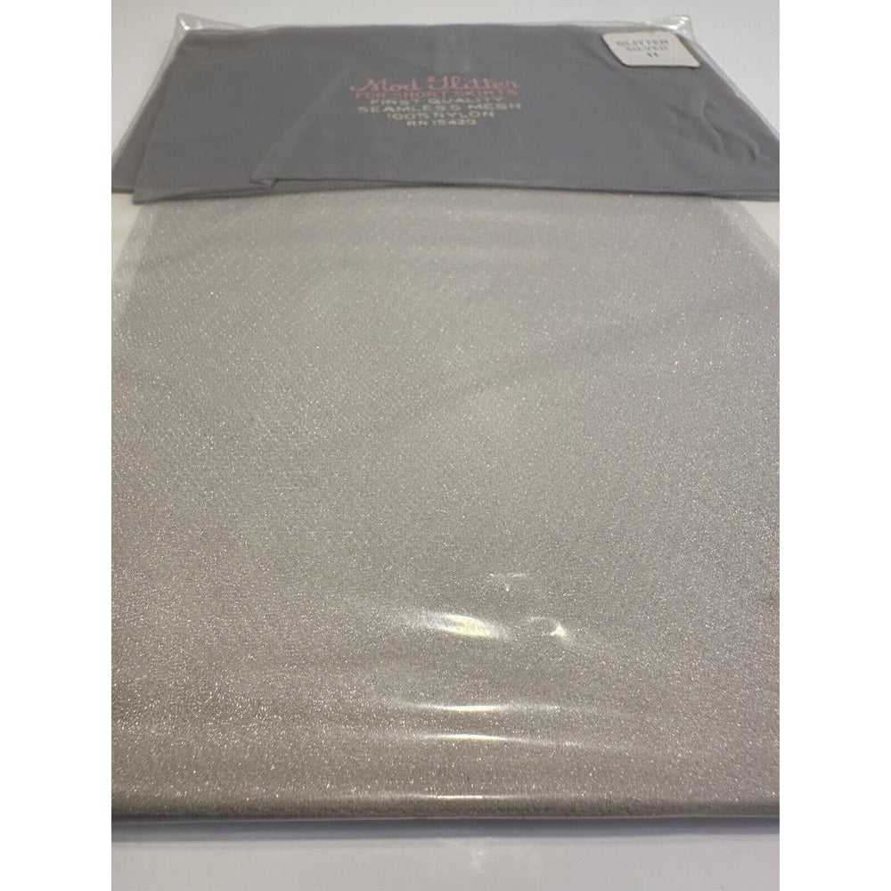 VINTAGE *NEW* 1970'sModGlitter Hosiery-Glitter Silver Sz11M X 2
