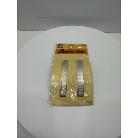 VINTAGE *NEW* 1975 Goody Stay Tight Clasp Barrettes Silver/Gold #7902 USA