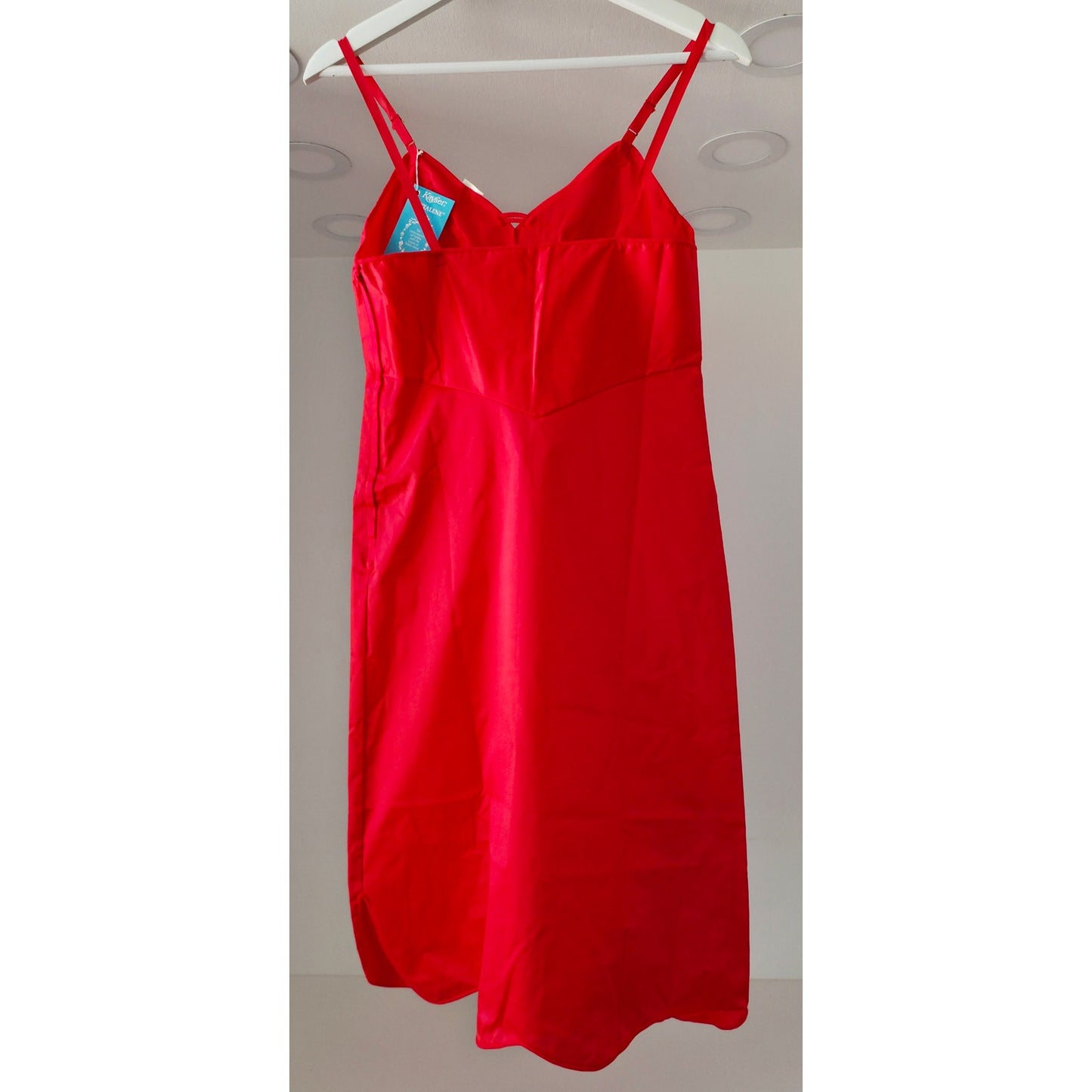 VINTAGE *NEW* 1960's Kayser Women's Red with Scalloped Trim Slip Dress Size 34