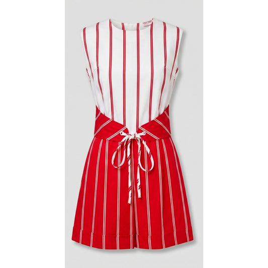 VINTAGE *NEW* 1960's Red & White Striped Waist Tie Romper Size 16 Japan