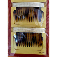 VINTAGE *NEW* 1980's Goody Brown/Silver Kant-Slip Fashion Combs on Card Set of 4