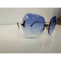 VINTAGE *NEW* 1970's ChrysDior Glam Sunglasses Blue Smoked Glass & Gold