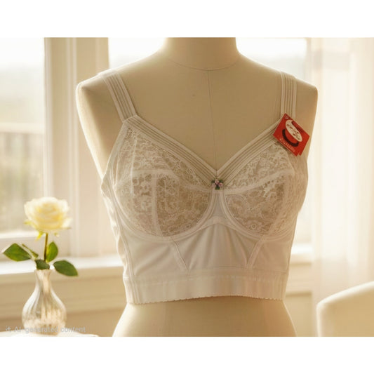 VINTAGE *PRISTINE* 1960's Splendor Form Women's White Bustier Corset Bra Sz 36B