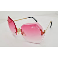 VINTAGE *NEW* 1970's Chrys Dior Gold Folding with Pink Lens Sunglasses and Case