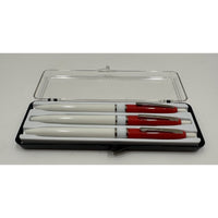 VINTAGE *NEW* Set of 3 Kwik Klik Ballpoint Pens in Case Red/White USA