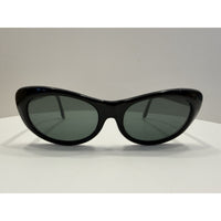 VINTAGE *NEW* 1970's Glam Unisex Sunglasses Black Oval Frame FRANCE