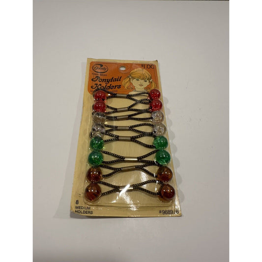VINTAGE *NEW* 1980's Goody Ponytail Holders Medium Twin Beads