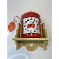 VINTAGE *NEW* 1970's Spartus Cherries Jug Wood Battery Operated Clock