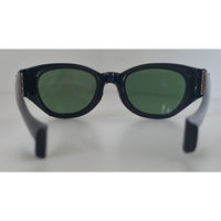 VINTAGE *NEW* 1970's Unisex Sunglasses Black Oval Frame Green Lens