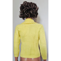 VINTAGE *NEW* 1960's Ban-Lon Women's Bright Yellow Collared Sweater Size 34 USA