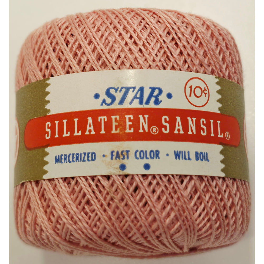 VINTAGE *NEW* 1960's Star Sillateen Sansil Pink Cotton Sewing Thread 43-75 Yards Set of 6 (Pink/Lt Pink)