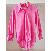VINTAGE *NEW* 1970's Movie Star Women's Hot Pink Bodysuit Size M 14/16