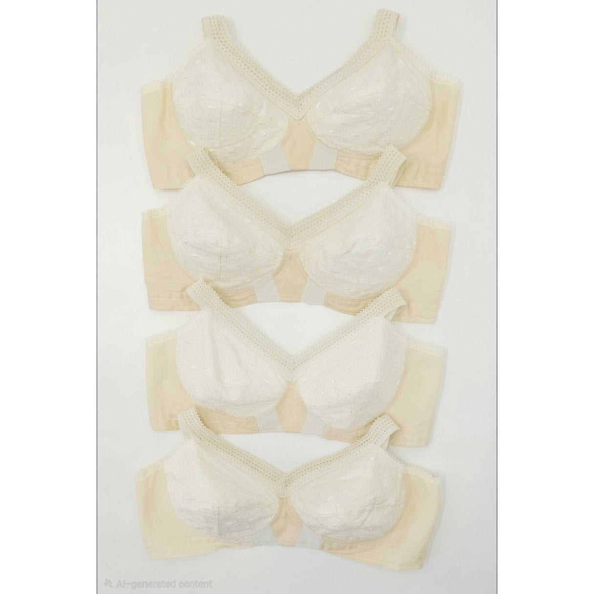 VINTAGE *NEW* 1960's Super Form Women's Cream w/Flowers Bullet Bra Size 34B Lot 4