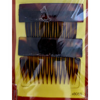 VINTAGE *NEW* 1980's Goody Brown/Silver Kant-Slip Fashion Combs on Card Set of 4