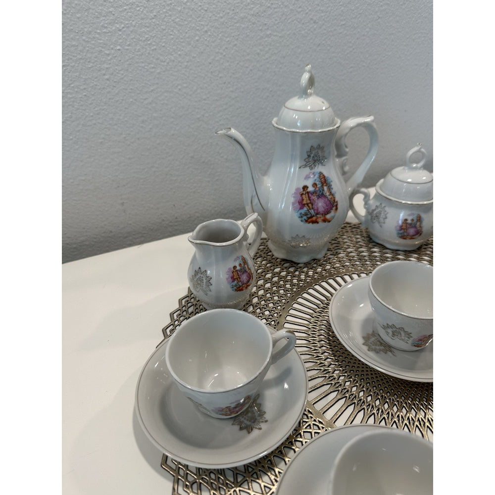 VINTAGE *NEW* 1960's 17 pc German Tea Set w/ Musical Tea Pot, Sugar, Creamer