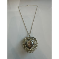 VINTAGE *NEW* Open-Work Gold-Tone Heart Pendant with Jesus/Joseph Art Spinner