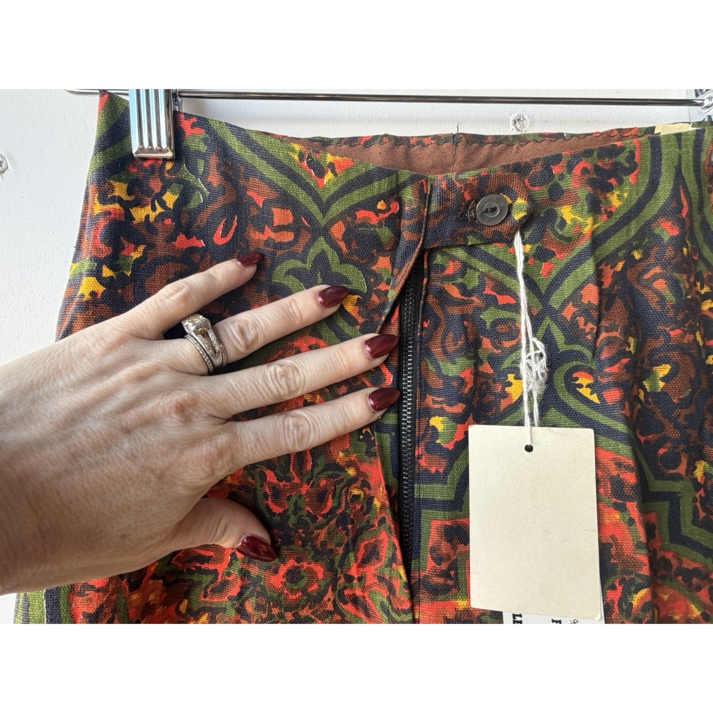 VINTAGE *NEW* 1960's Acadia Jacquard Pattern Cotton Fit N Flare Pant