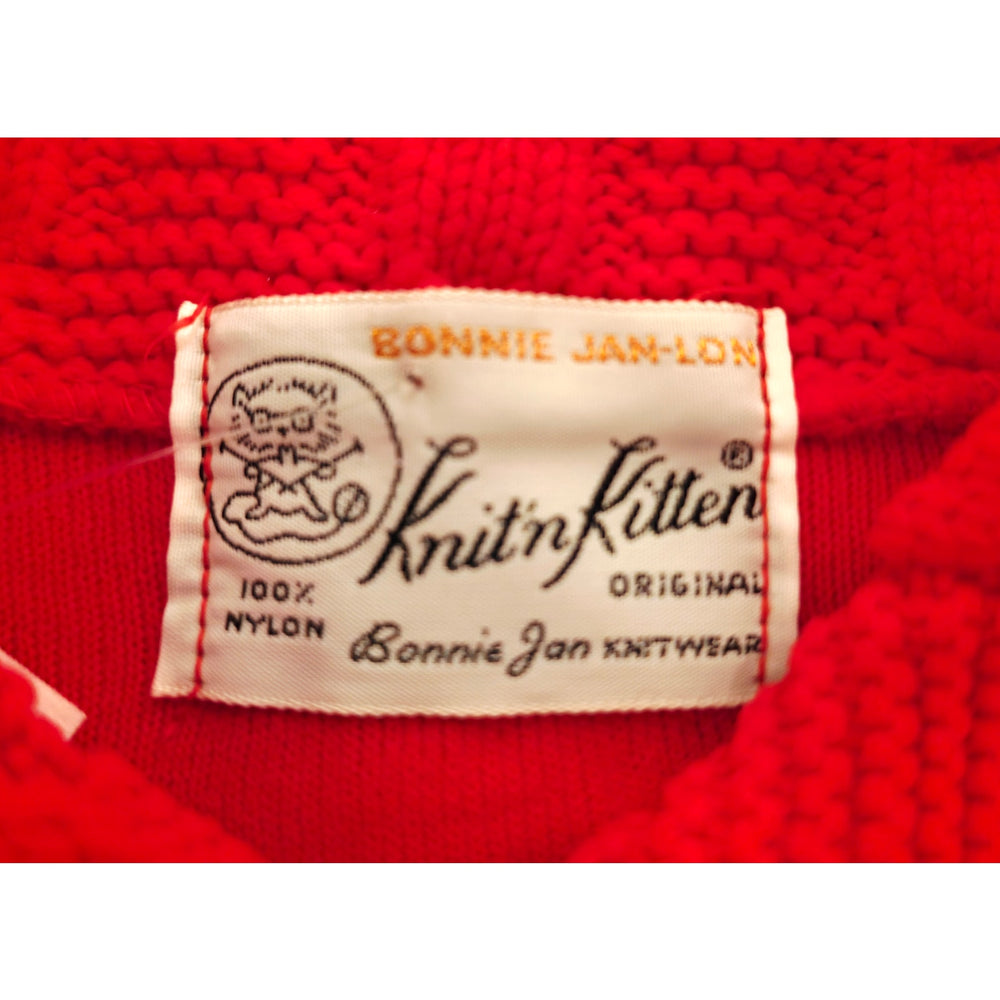 VINTAGE *NEW* 1960's Red Collared Women's Sweater with Buttons 100% Nylon  Size 40
