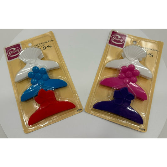 VINTAGE *NEW* 1982 Goody Professional Pin Up Hair Clips Multi Color 594 Dbl Set