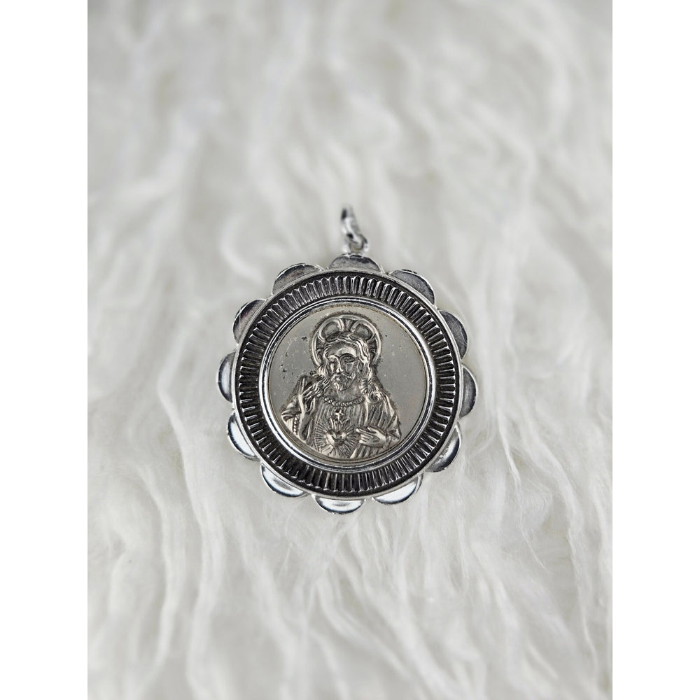 VINTAGE *NEW* 1950's Our Lady of Perpetual Help Silver-Toned Pendant 1.5" W Germany