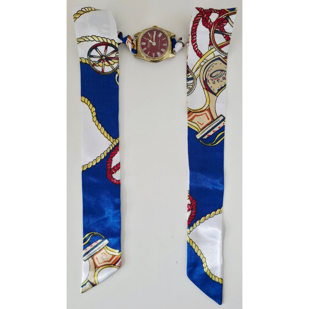 "Frozen In Time" 1960's Vintage Watch Face w/ Silk/Satin Tie Bracelet