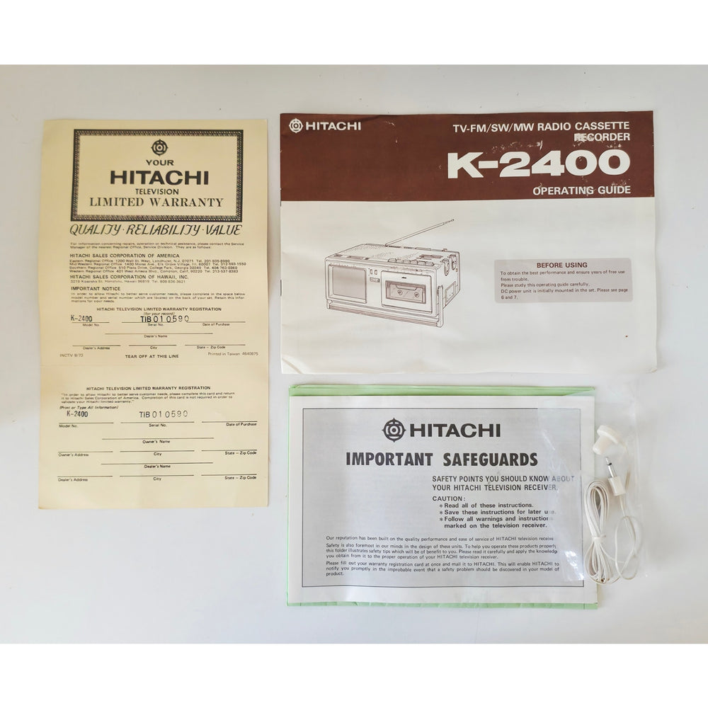 VINTAGE *PRISTINE* 1981 Hitachi K2400 Solid State TV Receiver/Cassette